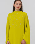 Lime Beaded Kaftan Gown- Final Sale