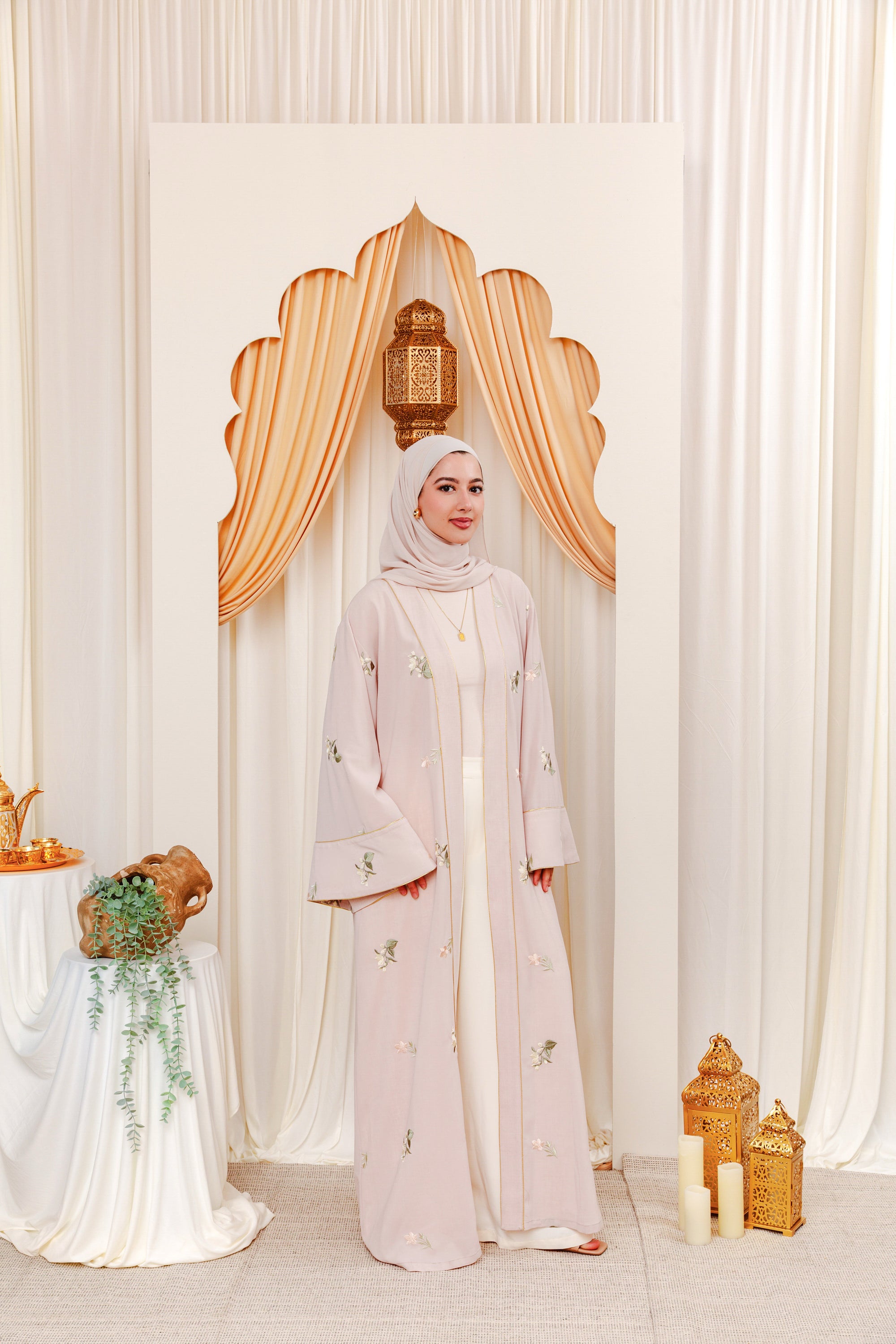 Mauve Pink Yasmin Embroidered Abaya