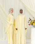 Butter Yellow Chiffon Cape Tunic Set (3 pcs)- Final Sale