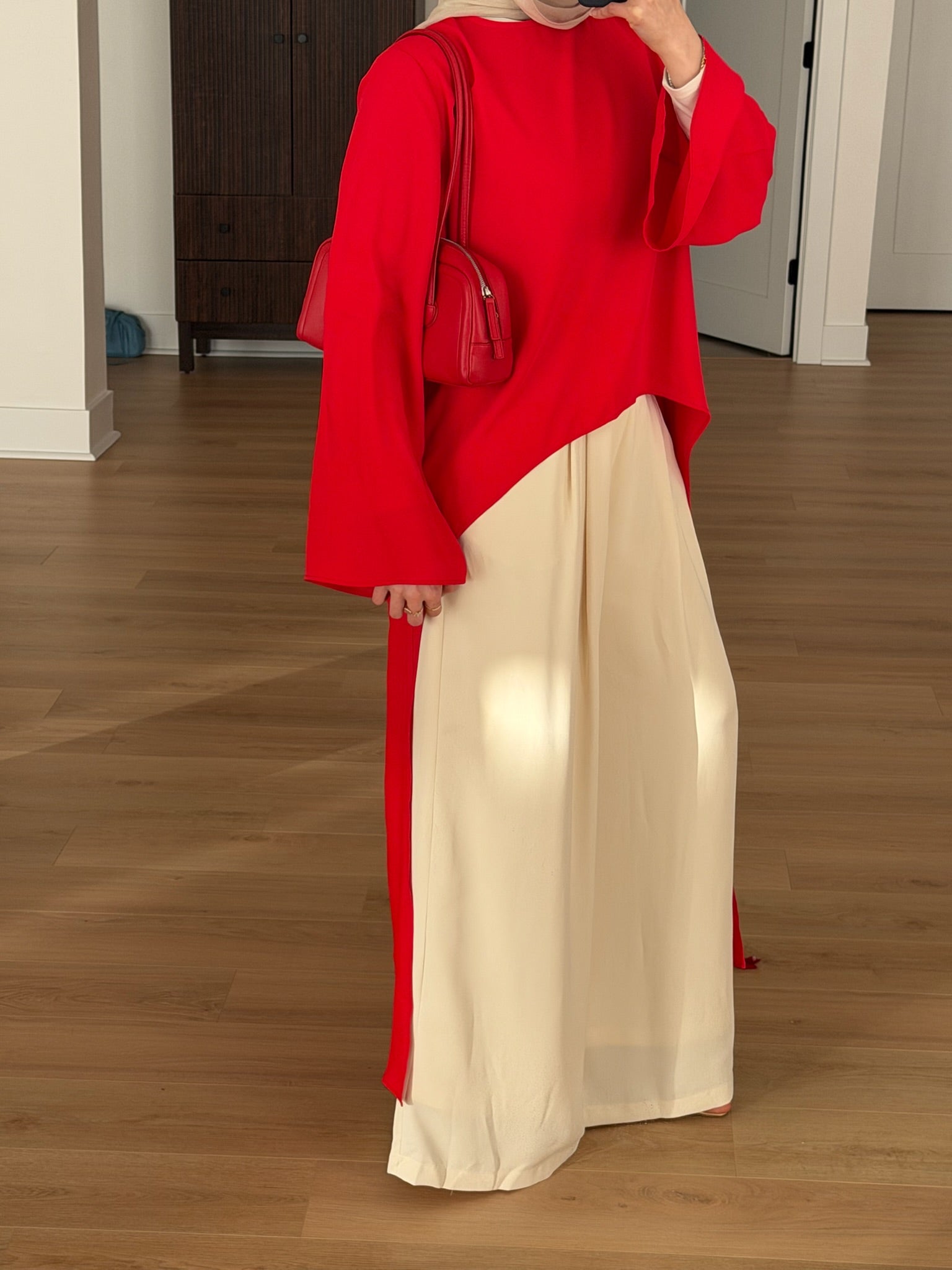 Crimson Red High-Low Tunic  Summer Evenings