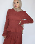 All Spice Ruched Peplum Top