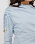 Baby Blue Cotton Ruched Tunic