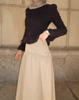 Khaki Cotton Low Waisted Skirt