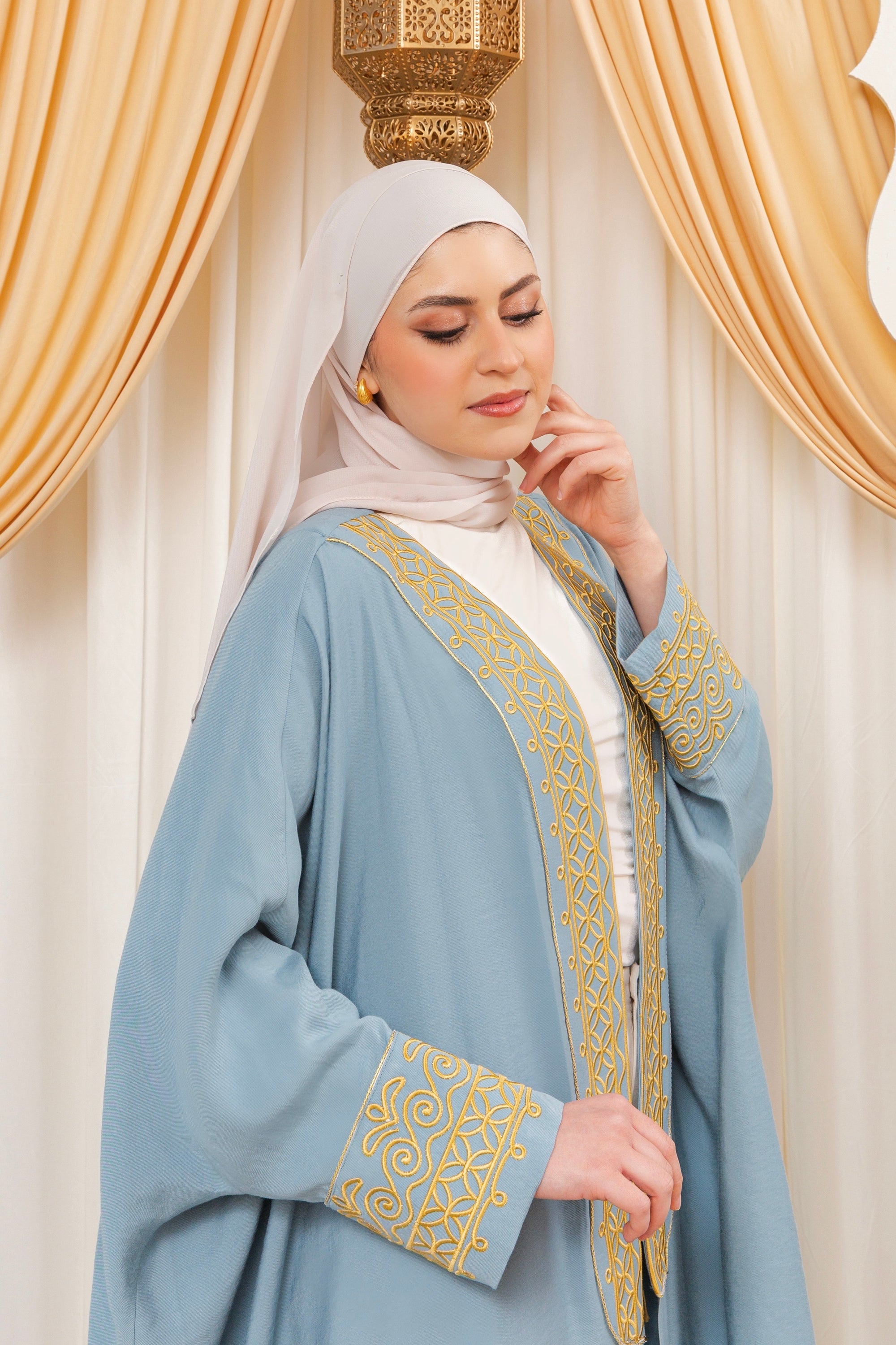 Denim Blue Aghabani Bisht- Final Sale