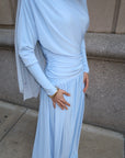 Baby Blue Batwing Jersey Maxi Dress