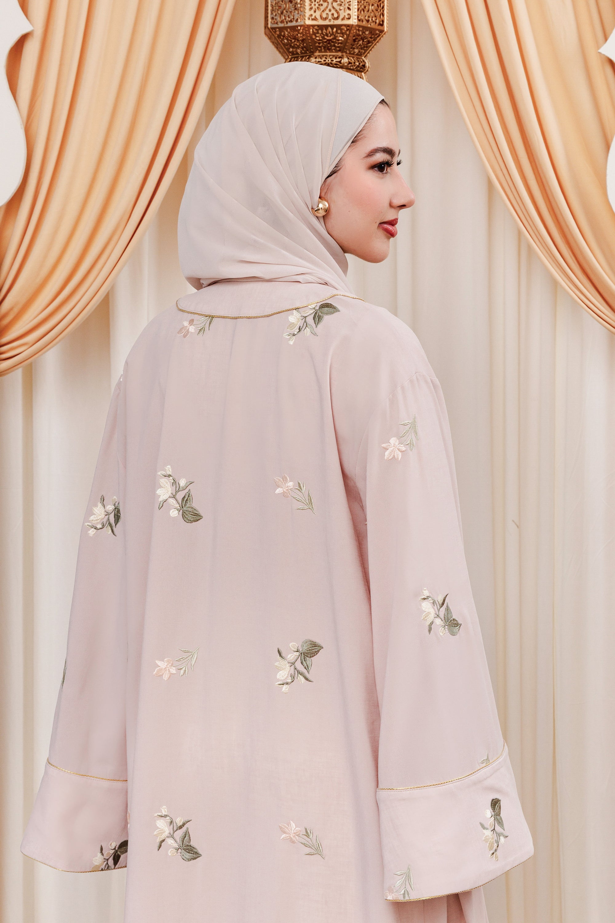 Mauve Pink Yasmin Embroidered Abaya