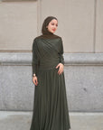 Dark Moss Batwing Jersey Maxi Dress