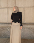 Khaki Cotton Low Waisted Skirt