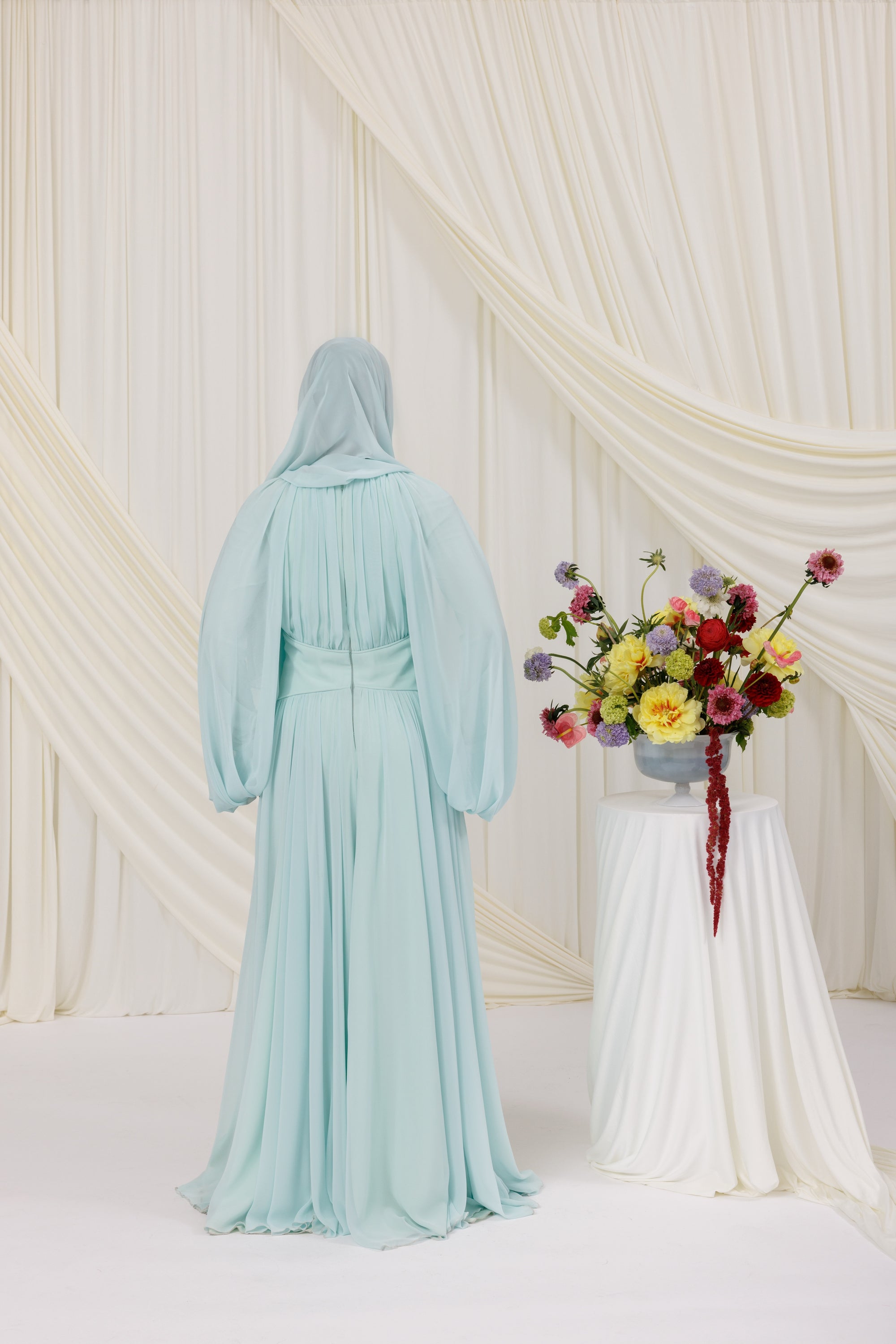 Icy Mint Structured Belt Gown