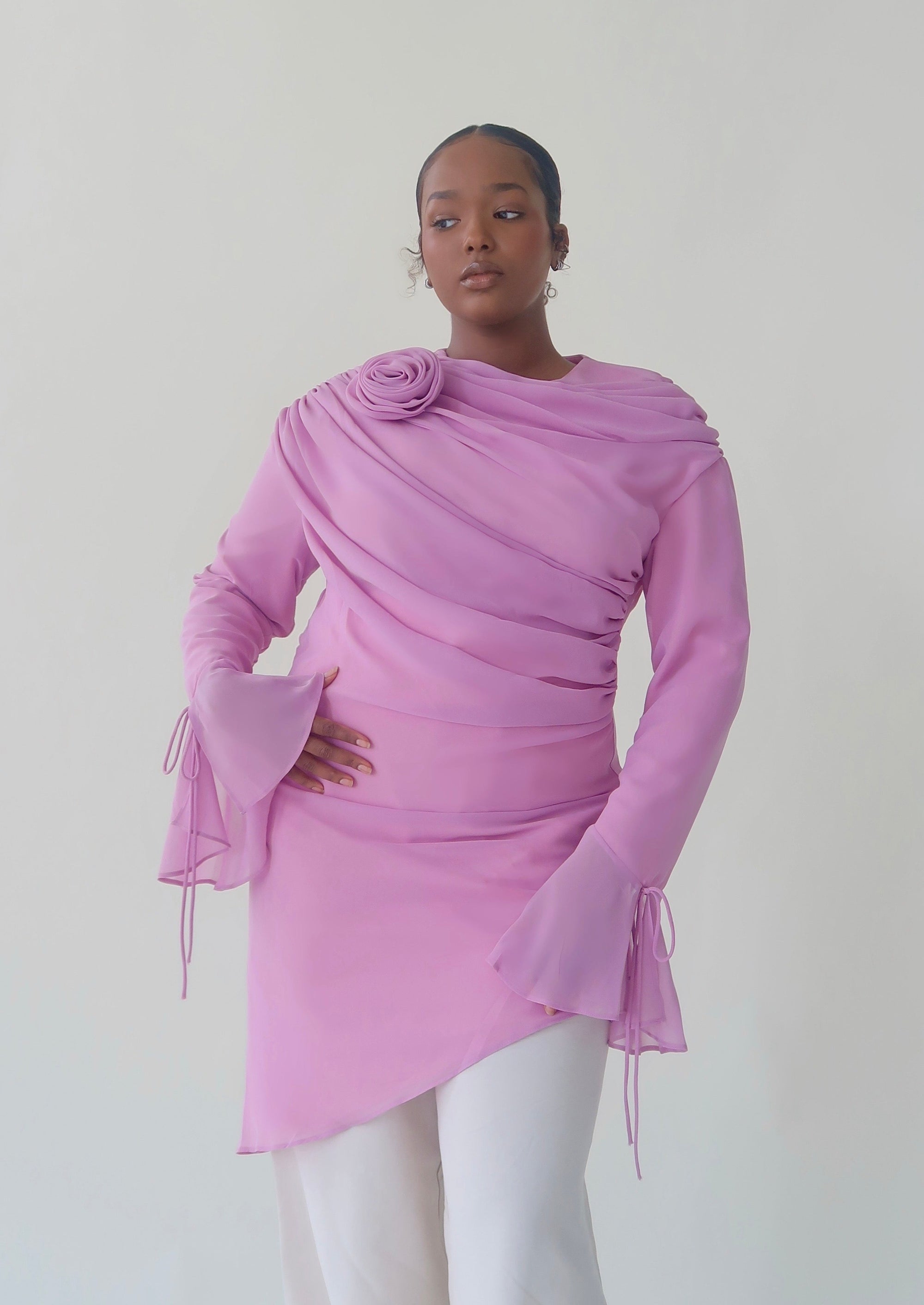 Orchid Draped Rose Tunic- Final Sale