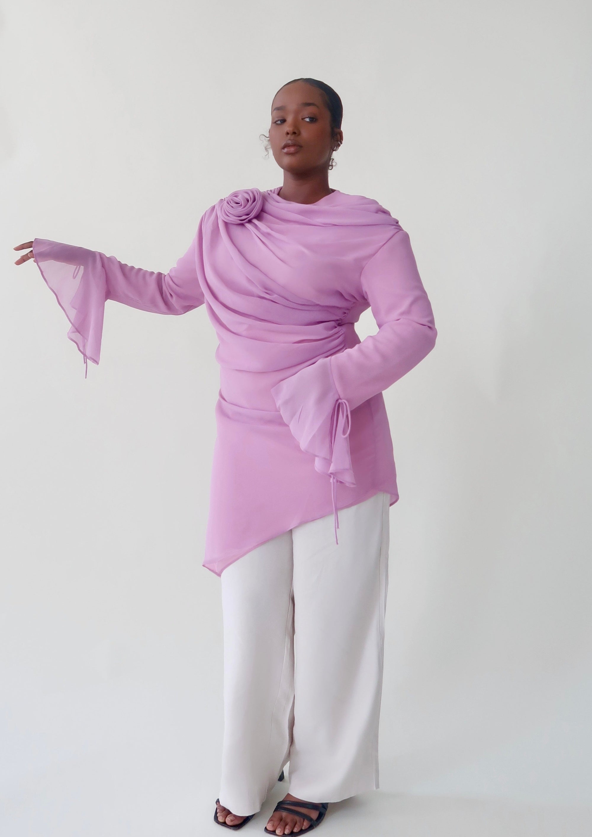 Orchid Draped Rose Tunic- Final Sale