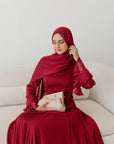 Cherry Red Pleated Slit Gown