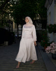 Blush Pink Embellished Satin Peplum Set