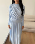 Baby Blue Batwing Jersey Maxi Dress