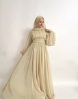 Melon Green Kaftan Beaded Belt Gown