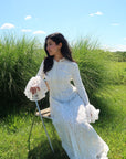 White Bell Sleeve Lace Dress