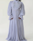 Periwinkle Beaded Appliqué Gown - Final Sale