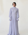Periwinkle Beaded Appliqué Gown - Final Sale