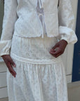 White Cotton Eyelet Lace Top & Maxi Skirt Set