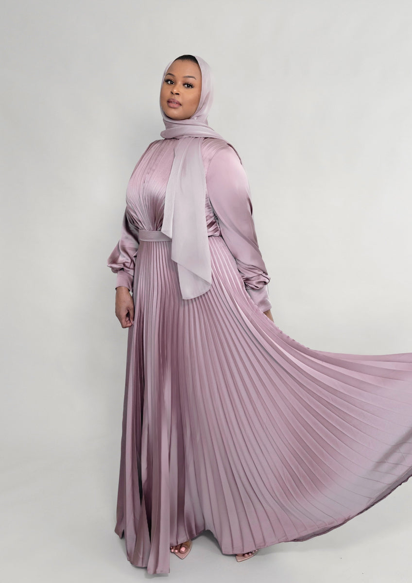 Pleated purple dress sale