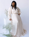 Maya Cream Pleated Gown