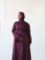 Load image into Gallery viewer, Plum Pleated Slit Gown
