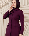 Plum Peplum Buttoned Blazer