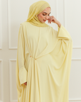 Butter Yellow Draped Hardware Kaftan