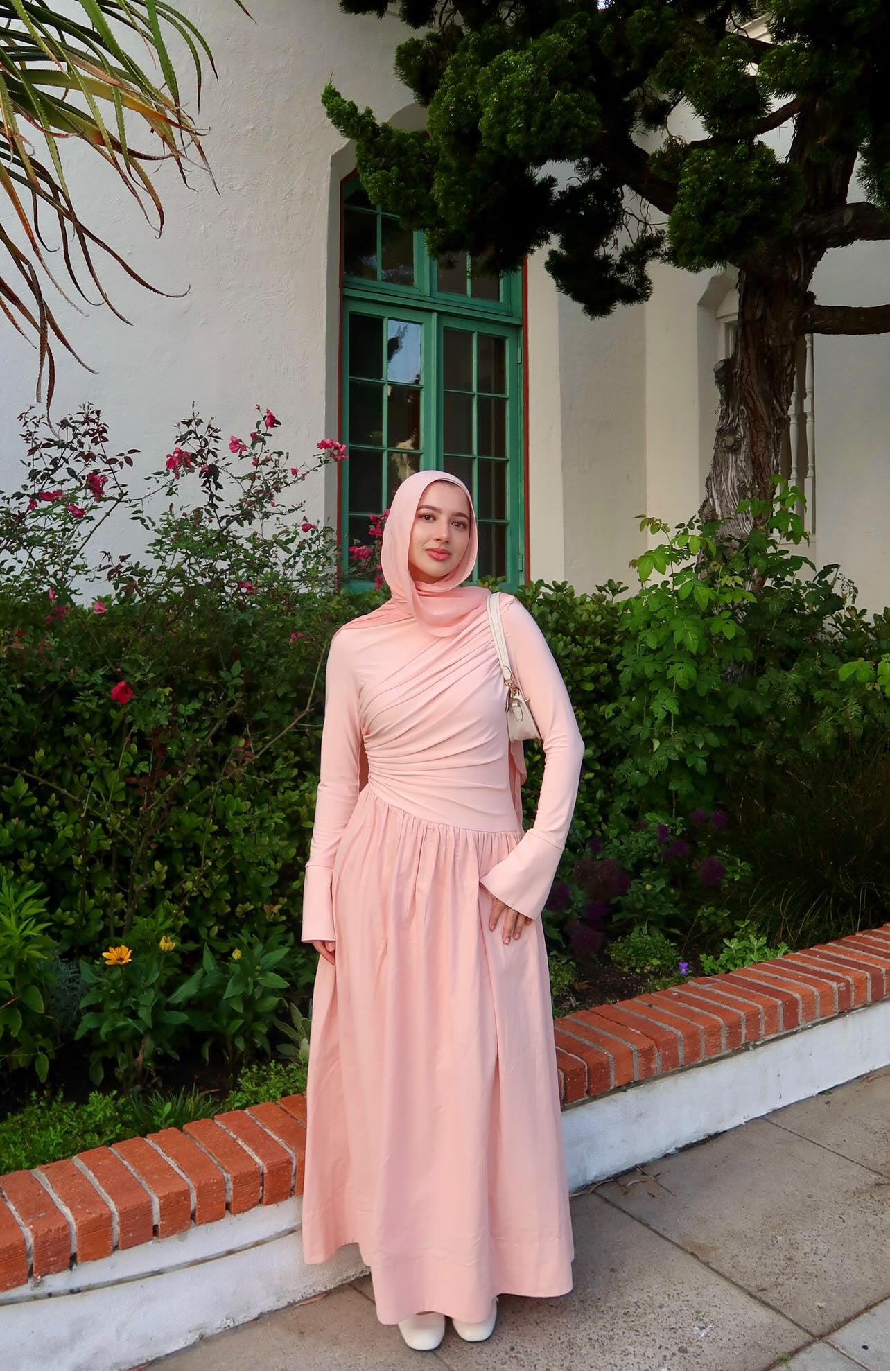 Crepe Blush Asymmetric Draped Dress Summer Evenings Crepe Blush Asymmetric Draped Dress Summer Evenings