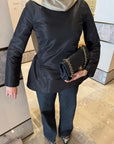 Black Taffeta Peplum Tunic