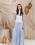 Baby Blue Low Waisted Abaya Set (3 pcs)- Final Sale