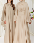 Sand Structured Belt Gown