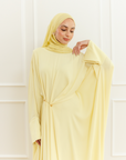 Butter Yellow Draped Hardware Kaftan