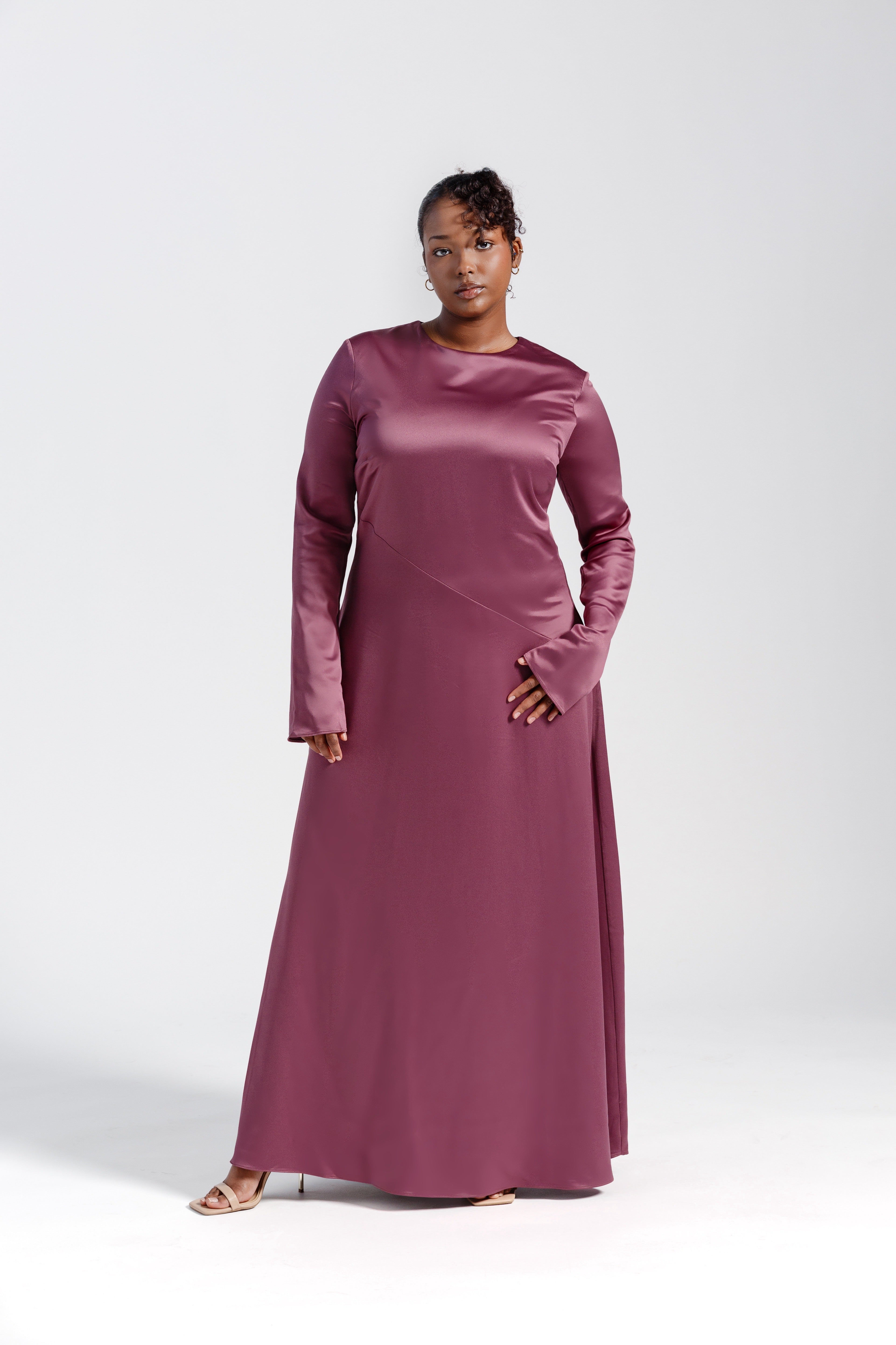 Plum Satin Slip Dress - Final Sale