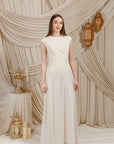 Cream Low Waisted Abaya Set (3 pcs)- Final Sale