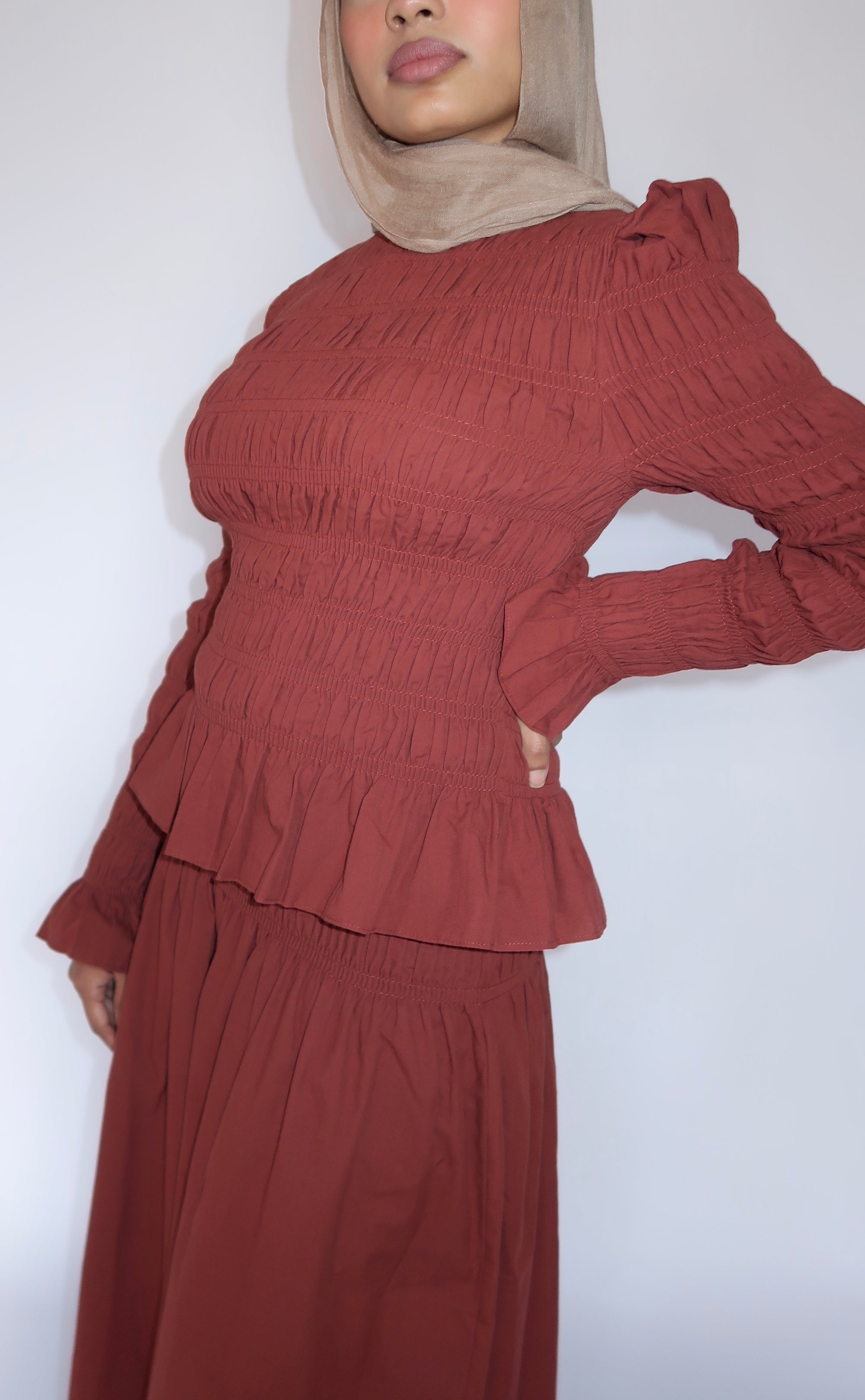 All Spice Ruched Peplum Top