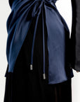 Navy Satin Ruched Tunic