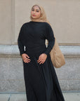 Black Batwing Jersey Maxi Dress