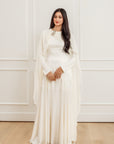 Ivory Embellished Chiffon Cape Gown