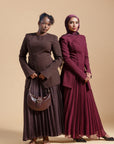 Burgundy Pleated Chiffon Skirt - Final Sale