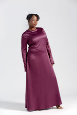 Load image into Gallery viewer, Plum Satin Slip Dress - Final Sale
