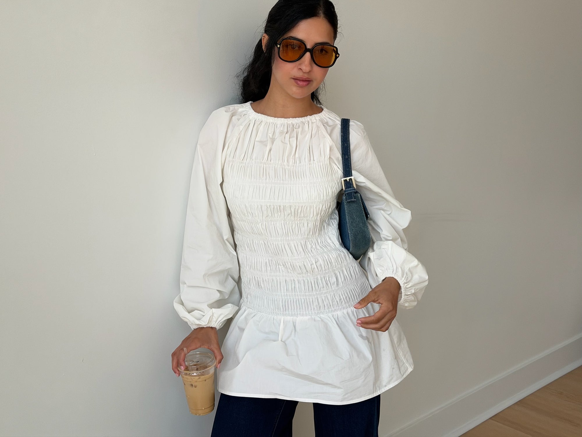White Cotton Smocked Tunic