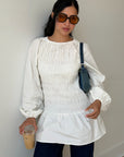 White Cotton Smocked Tunic