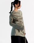 Olive Green Satin Ruched Tunic