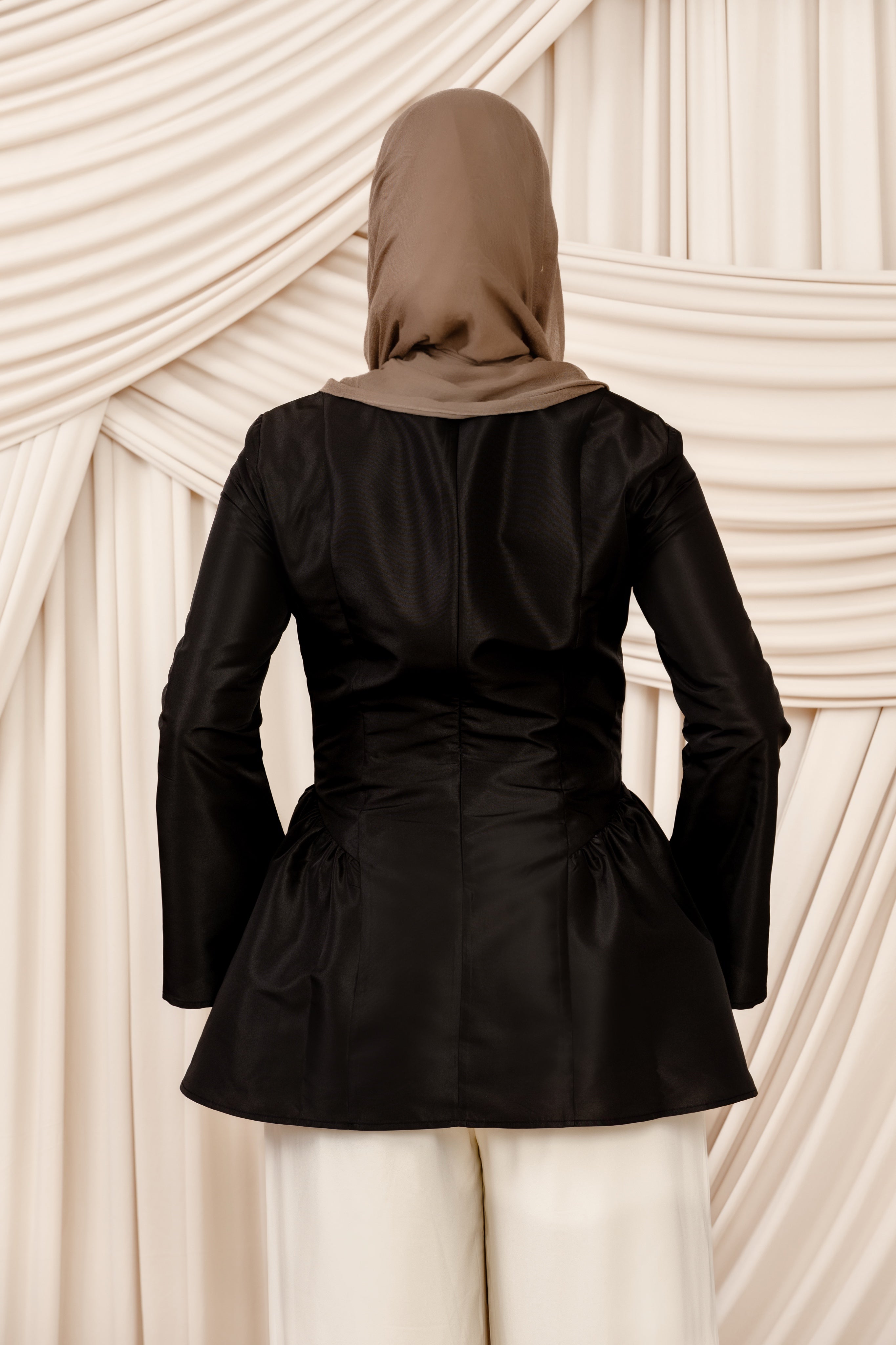 Black Taffeta Peplum Tunic – Summer Evenings