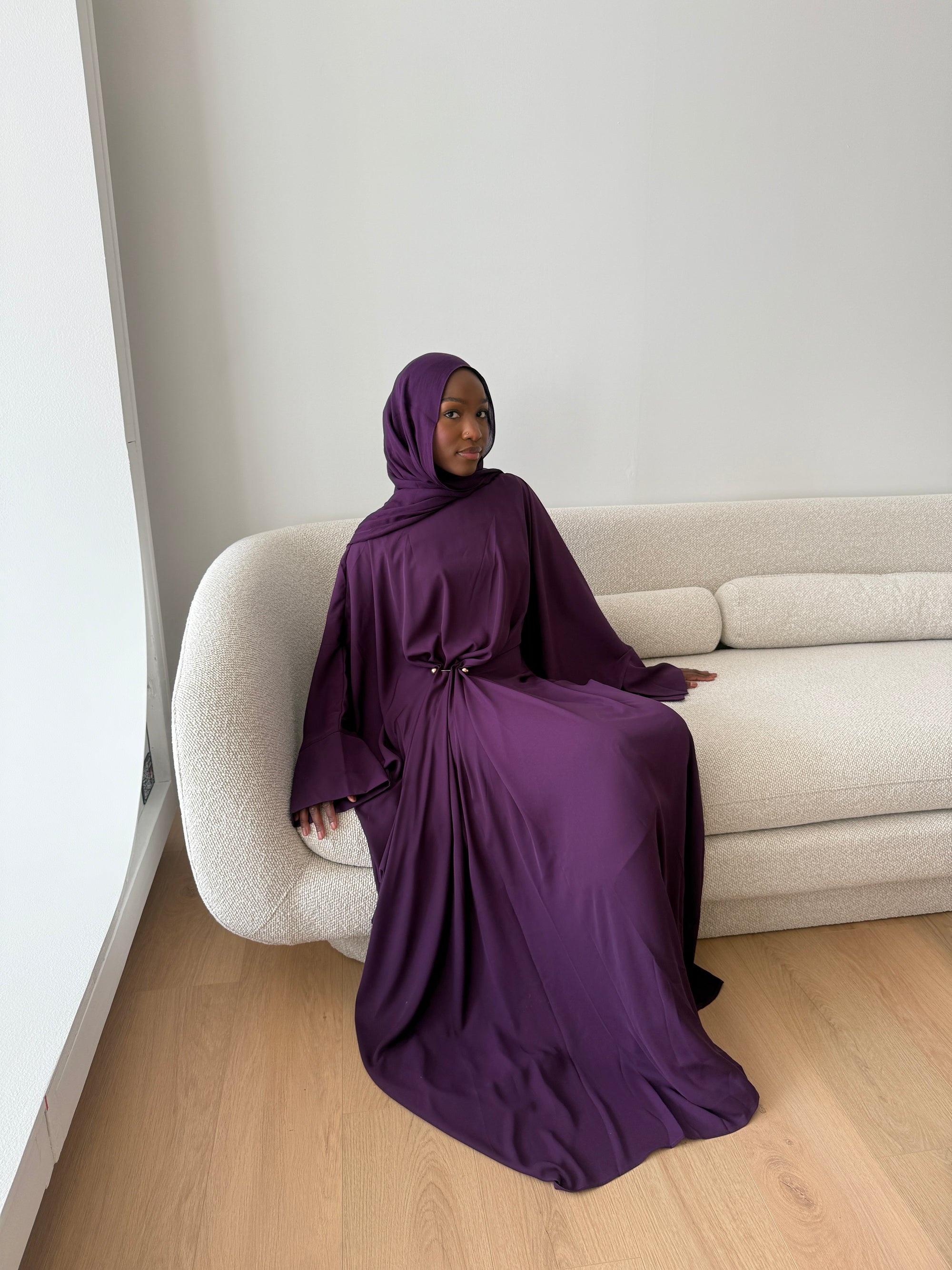 Purple Draped Hardware Kaftan