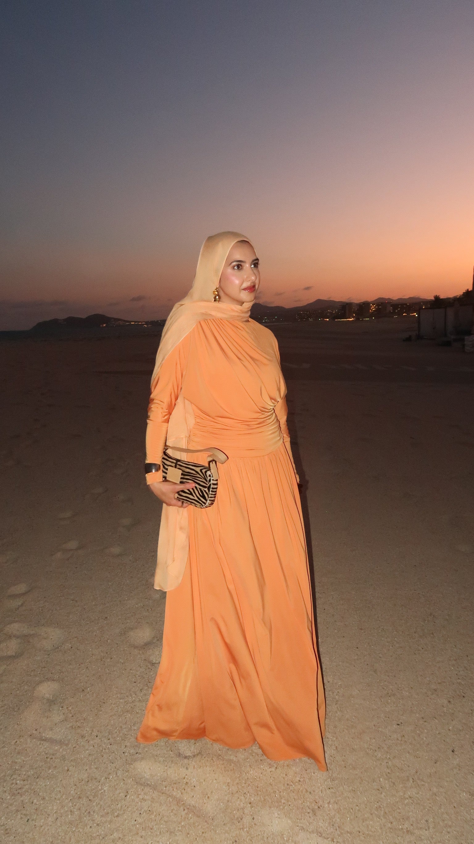 Orange Batwing Jersey Maxi Dress