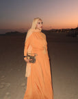 Orange Batwing Jersey Maxi Dress