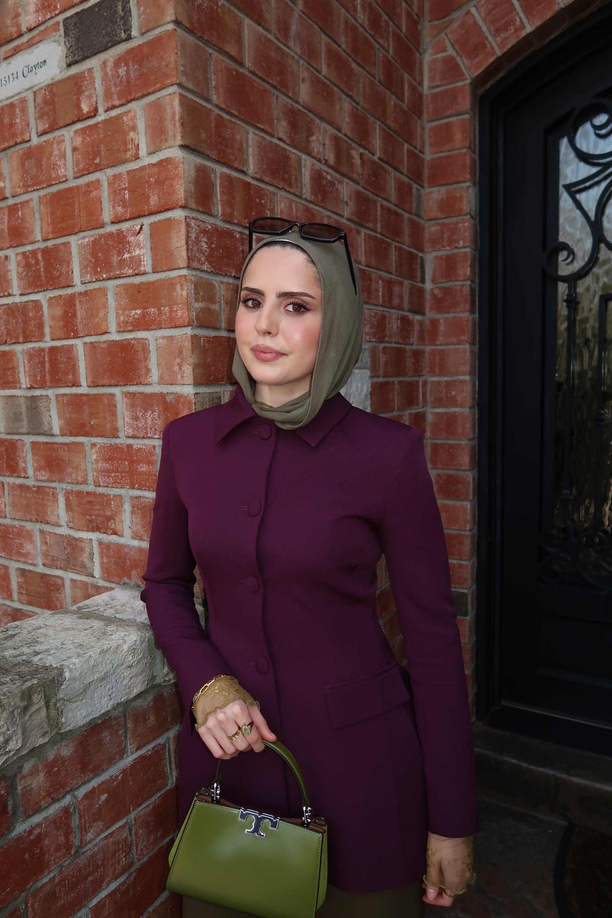 Plum Peplum Buttoned Blazer