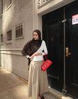 Khaki Cotton Low Waisted Skirt